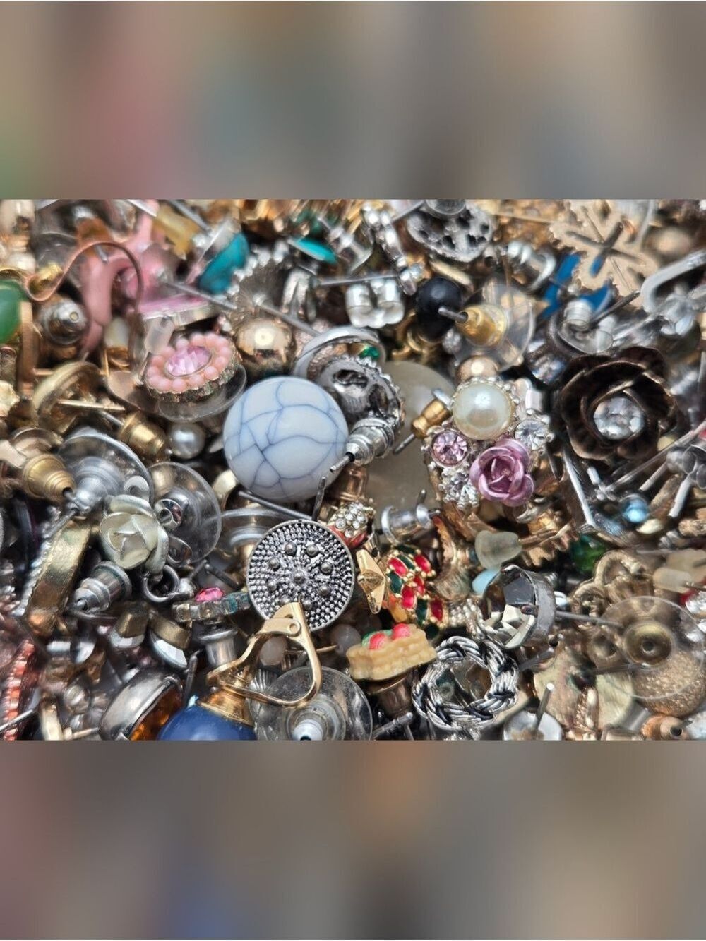 Lot Stud Earrings 2 lbs Jewelry  Faux Pearls DIY Craft Bundle - Picture 5 of 10